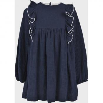 Vestido de niña azul marino de algodón