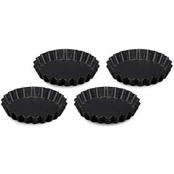 Formegolose 86204FG Juego de 4 moldes tartaletas, 12 cm, Acero, Negro