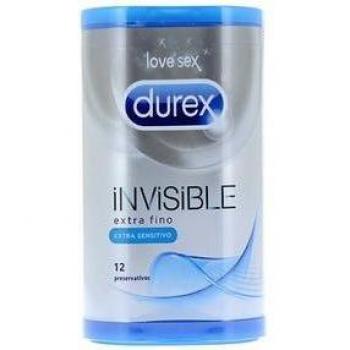 DUREX INVISIBLE EXTRA FINO EXTRA LUBRICADO PRESERVATIVOS 12 UNIDADES