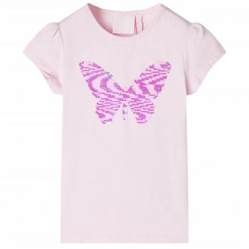 Camiseta infantil de manga casquillo rosa suave 128