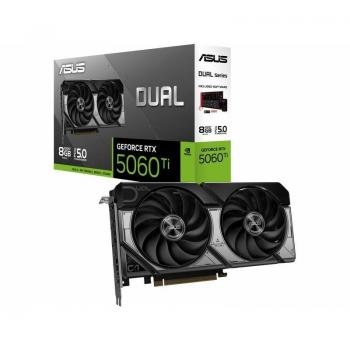 Tarjeta Gráfica ASUS Dual GeForce RTX 5060 Ti 8GB GDDR7 PCIe 5.0 HDMI 2.1 y 3x DisplayPort 2.1b