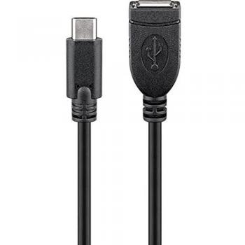 Cable USB-C a USB 2.0 hembra 0,2 m - Extensor negro Goobay 55470