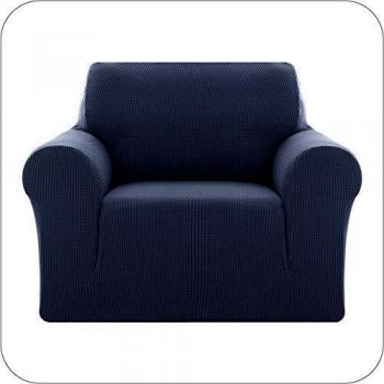 UMI. by Amazon Funda Sofa Suave Elastica de Color Liso 1 Plaza Azul Marino