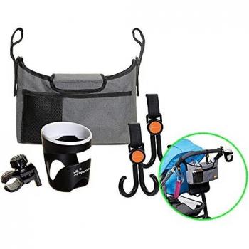 Bolsa Organizadora 3 en 1 para Cochecito de Bebé (Bolsa / Gancho / Portavasos)