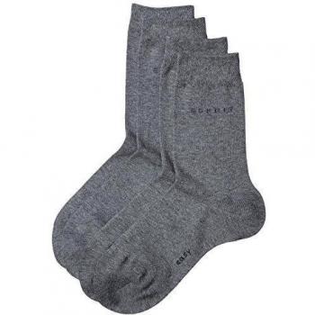 Esprit Basic Easy 2-Pack Algodón orgánico Monocromo Fino 2 Pares Calcetines, Gris
