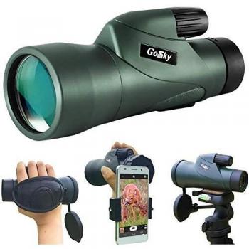 HD Monocular Telescope 10x50 with Smartphone Adapter, BAK4 Prism, Waterproof, for Bird Watching Hunting Camping Travel Wildlife Scenery