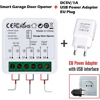 Controlador Inteligente de Puerta de Garaje WiFi con Temporizador y Asistente de Voz Alexa y Google Assistant - Tuya
