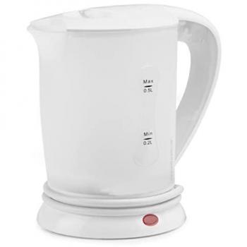 Hervidor de Agua de Viaje 0,5 Litros 700W con 2 Tazas Incluidas y Tapa Abatible de Seguridad