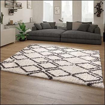 Alfombra Pelo Largo Shaggy Vintage Escandinavo Rombos 120x160 cm - Paco Home