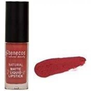 Benecos - natural beauty 95370 Estera cosmética orgánica belleza natural lápiz labial líquido altamente pigmentado con cera de carnauba sin talco romance vegano, palisandro, 5 ml