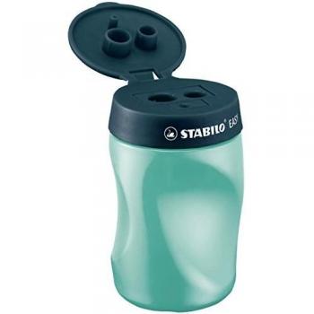 Sacapuntas para zurdos Stabilo Easy Sharpener - Color petróleo - Con depósito - Afina 3 diámetros