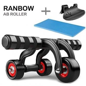 ranbow Entrenamiento de abdominales AB Roller - Rodillo de entrenamiento eficiente tronco de abdomen, espalda y musculatura de los hombros de entrenamiento con rodillera - Fregadero y freno Tope