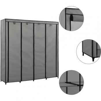 Armario con 4 compartimentos gris 175x45x170 cm
