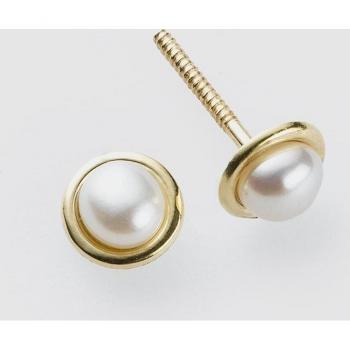 Pendientes de bebé de oro con perla natural para niñas recién nacidas