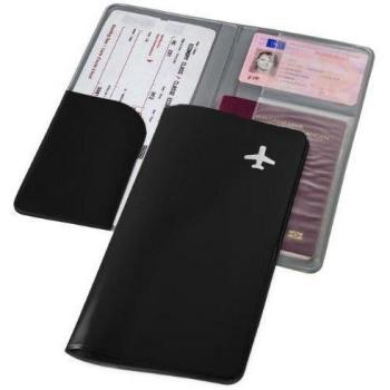 Vertrieb durch presents & more - Funda para documentos y pasaportes, color negro