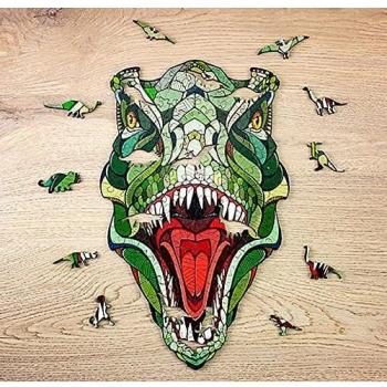 EWA Eco-Wood-Art Cada Pieza del Rompecabezas Tiene su Propia Forma de representantes de la Flora y la Fauna T-Rex-Puzzle de Madera Adultos y Adolescentes-Montaje sin cola-129, Multicolor