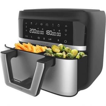 Cecofry Dual 9000 Freidora sin aceite digital y compacta de 9 L de capacidad, con temperatura dual, tecnología PerfectCook, opción de dividir la cubeta en dos de 4,5 L de capacidad, potencia de