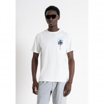 Camiseta Antony Morato Regular Fit de Algodón con Estampado de Plástico Mate y Logo Gomado por Inyección con Efecto Prisma
