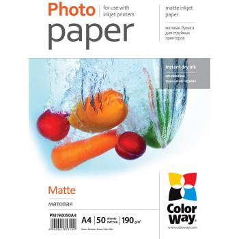 Papel Fotográfico Mate ColorWay A4 190 g/m² - 50 Hojas