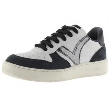 Victoria - Zapatillas deportivas de mujer con piezas de serraje y logotipo metalizado en contraste, modelo 1258259, color Acero, talla 37