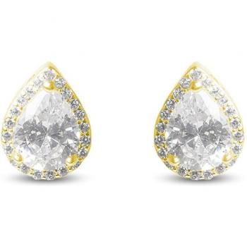 Pendientes de Plata de Ley 925 Luxenter Internet Theli con Baño de Oro de 18K y Circonita Brillante