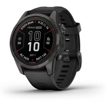 Garmin Fenix 7X Pro Sapphire Solar Titanium GPS Watch with Fog Gray/Ember Orange Band