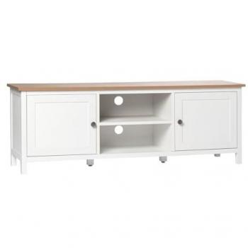 Mueble TV MDF Lacado Blanco-Natural 150x55 cm