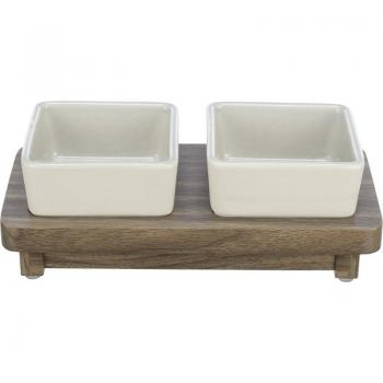 Comedero para perros Trixie CityStyle de cerámica y MDF gris/marrón, set de 2x200ml