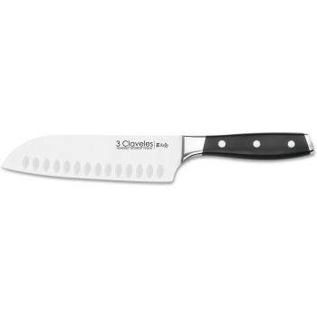 3 Claveles Toledo - Cuchillo forjado Santoku, 18 cm