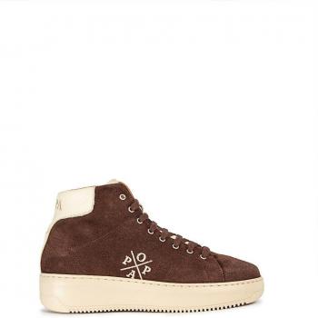 Popa - Zapatillas deportivas abotinadas de piel para mujer en color marrón