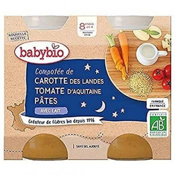 Organic Baby Carrot Tomato Pasta Compote for 8 Months and Up - 2 Pots of 200g