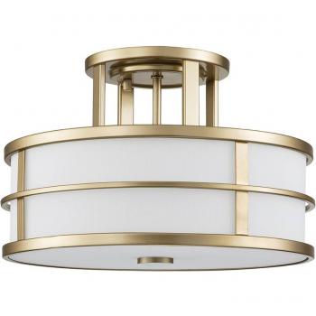 Lámpara de techo cilíndrica Fusion de 3 luces en latón natural pintado