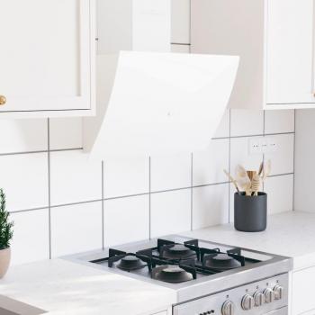 Campana Extractora de Pared 60 cm Acero Inoxidable y Cristal Templado Blanco