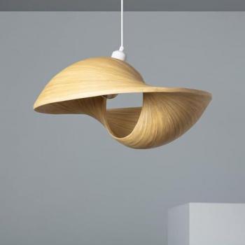 Lámpara Colgante de Bambú Shuka Acacia con Textil Blanco ILUZZIA para Decoración de Salón, Habitación y Dormitorio