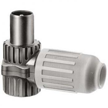 Adaptador IEC MASCULINO Triax KOSWI 3, Blanco, Coaxial 90°, Clase A