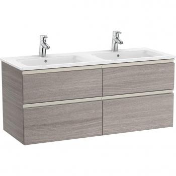 Mueble de baño con 4 cajones y lavabo doble The Gap Roca Color: Roble City texturizado