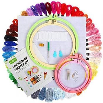 SOLEDI Hilo de Punto de Cruz 50 Tipos de Colores Bordados Hilo de Bordar de Algodón 100%（50 Colores Conjunto）