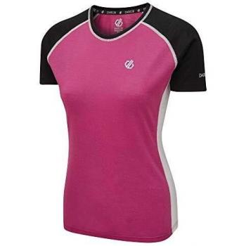 Dare2b Fixate-Camiseta De Deporte De Manga Corta Y Mezcla De Lana Merina T-Shirts/Polos/Vests, Mujer, Active Pink/Black, 8