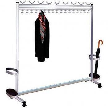 Perchero de barra Kaiserkraft 743735, dimensiones H x P 1700 x 400 mm, incluye paragüero, anchura total 2140 mm