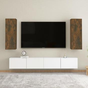 vidaXL Muebles para TV 2 uds contrachapado roble ahumado 30,5x30x90 cm, Mueble de Salón, Mueble TV, Mesa de TV
