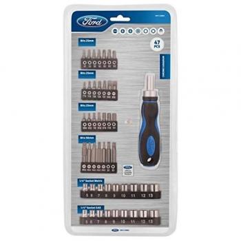 Destornillador de trinquete reversible y puntas magnético FORD 47 piezas