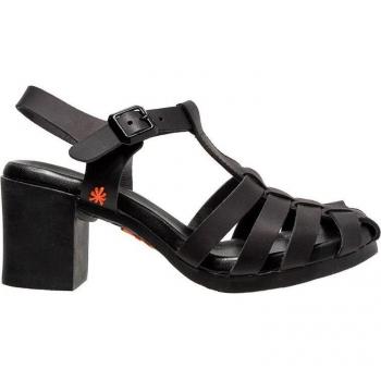 Art Sandalias de Tacón para Mujer 1843 Cannes de Piel Color Negro con Cierre de Hebilla y Altura de Tacón de 7,5 cm