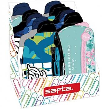 Mochila Escolar Safta 26 x 29 x 23 cm con diseño moderno, compartimento principal amplio, bolsillo frontal con cremallera, correas ajustables y acolchadas, fabricada en material resistente y duradero