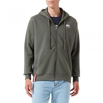 Alpha Industries Men's Basic Full Zip Hoodie Dark Olive L
