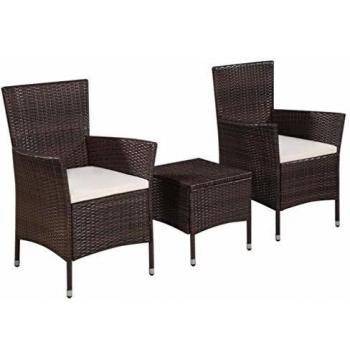 3-Piece Brown Poly Rattan Bistro Set
