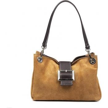 Aicurzio Bolso de hombro Mujer. Piel auténtica Gamuza Dollaro. Made in Italy. Vera Pelle Italiana