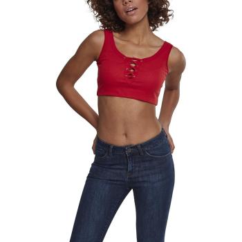 Urban Classics Ladies Rib Short Top Camiseta Sin Mangas, Rojo