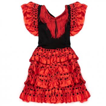 Vestido Flamenco VS-NROJO-LN1 - Elegante Vestimenta Roja de Poliéster - Talla 1