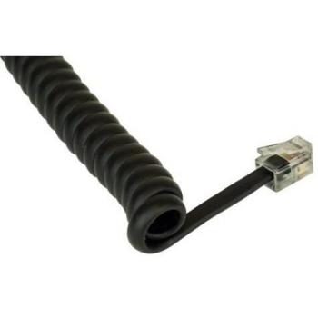 Cable Espiral RJ10 Macho a Macho Negro 2m, Conexión 1:1