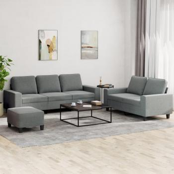 Conjunto de sofás 3 piezas tela gris oscuro vidaXL
